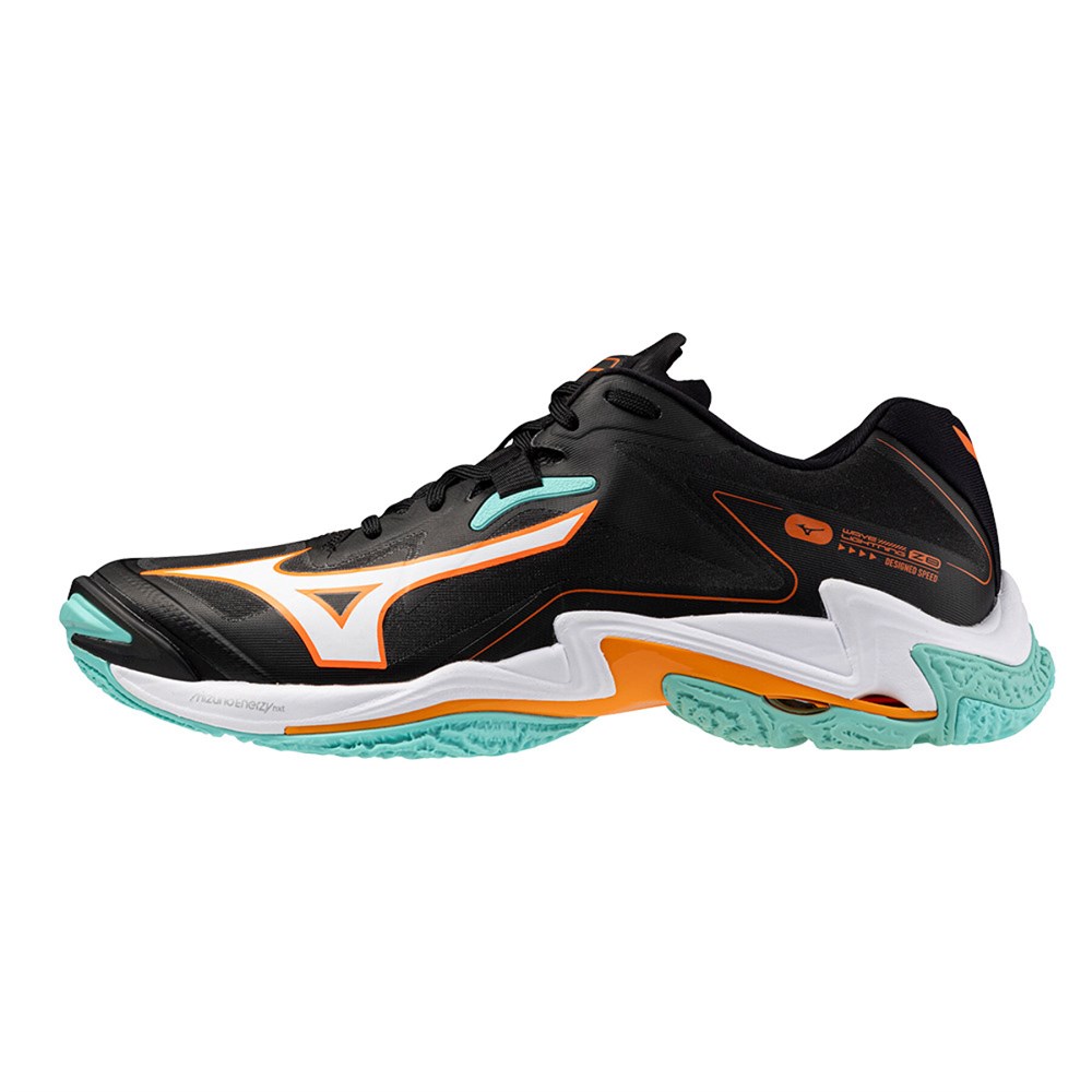 Купить оптом Кроссовки MIZUNO WAVE LIGHTNING Z8 V1GA240007 Black/Tangelo/Ice Green Unisex V1GA240007 - фото 100692