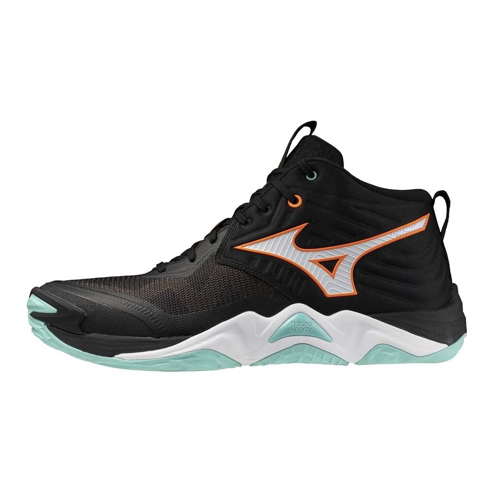 Купить оптом Кроссовки MIZUNO WAVE MOMENTUM ELITE MID V1GA251712 Black/Tangelo/Ice Green Unisex V1GA251712 - фото 100734