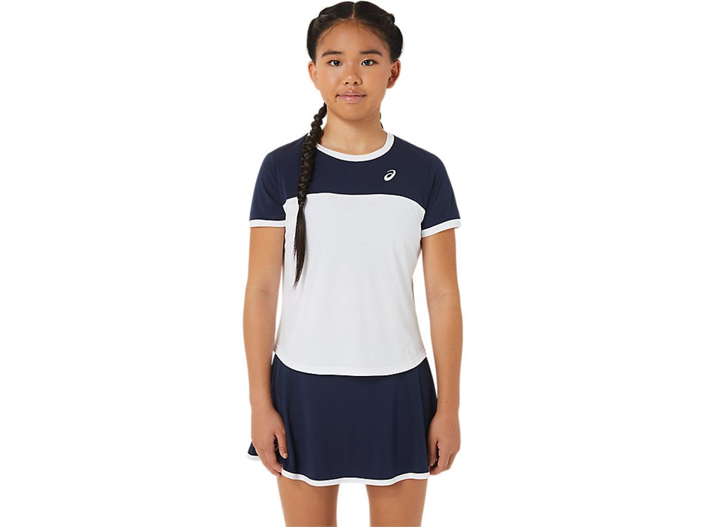 Купить оптом Футболка ASICS GIRLS TENNIS SS TOP 2044A039-102 WHITE/MIDNIGHT Kids 2044A039-102 - фото 91408