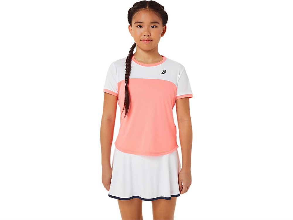 Купить оптом Футболка ASICS GIRLS TENNIS SS TOP 2044A039-701 GUAVA/WHITE Kids 2044A039-701 - фото 91410