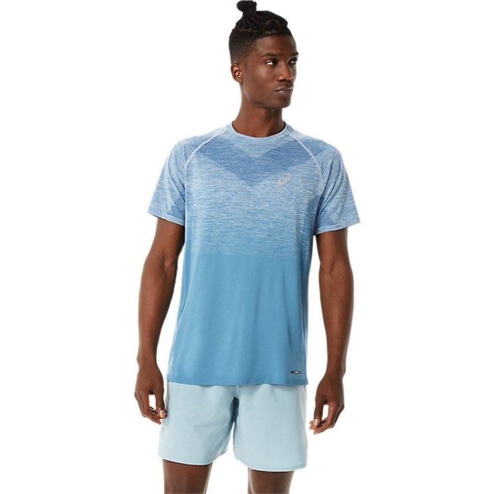 Купить оптом Футболка Asics SEAMLESS SS TOP 2011C398-401 AZURE/LIGHT STEEL Male 2011C398-401 - фото 93647
