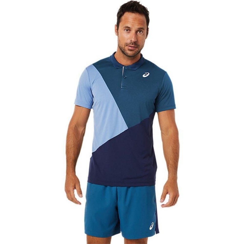 Купить оптом Футболка Asics MEN COURT CB POLO-SHIRT 2041A198-410 PEACOAT/LIGHT INDIGO Male 2041A198-410 - фото 93968