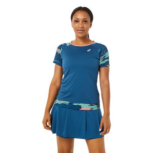 Купить оптом Футболка Asics WOMEN COURT GRAPHIC SS TOP 2042A214-401 LIGHT INDIGO Female 2042A214-401 - фото 94004